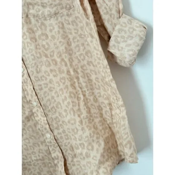 Gap 100% Linen Animal Print Shirt Women's Size Small New Neutral Classic N64 - Picture 12 of 14